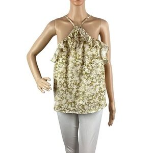 Bishop + Young Halter Ruffle Tank Top Size S Floral
